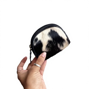 Real Cowhide <b>Leather</b> Coin Purse Stylish Clutch Wallet Purse half round Shaped <b>Leather</b> Western Style Unisex Clutch Coin Clutch - Product Image 1