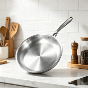 Sartén de Acero Inoxidable FLEY sin Recubrimiento, para una Cocina Saludable, con Fondo Universal, para Desayunos, Cocina Familiar - Product Image 3