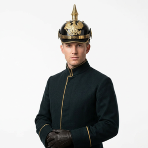 Casco Prusiano AnNafi Pickelhaube, Negro, Latón, Niquelado Negro, Estilo Imperial, Artículo de Colección, Técnica de Esmaltado - Product Image 2