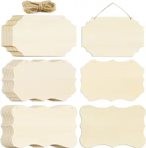 Kraff - Placa de madeira suspensa inacabada em branco com cordas, retangular, desenho de parede para portas, artesanato, artesanato, desenho de paredes, em branco