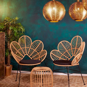 Wicker <strong>Tub</strong> Flower Shape <strong>Chair</strong> Imitation Woven Rope Synthetic Stackable Stool Wood bar <strong>Rattan</strong> <strong>Chairs</strong> - Product Image 3