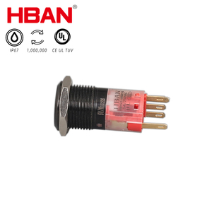 Interruptor <span class=keywords><strong>de</strong></span> Botón Pulsador con Bloqueo HBAN <span class=keywords><strong>de</strong></span> Fábrica, 16mm HBS1-AGQ16F-11E/J/T, Anillo LED Iluminado, Aleación <span class=keywords><strong>de</strong></span> Aluminio, Recubrimiento Negro, IP67 - Product Image 2