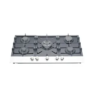 Black Tempered Glass Gas Stove Built-in 5 Burners Gas Hob