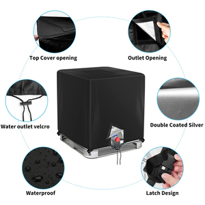 BEELAND 275 gallons réservoir d'eau housses <span class=keywords><strong>de</strong></span> <span class=keywords><strong>protection</strong></span> noir jardin étanche IBC fourre-tout pour <span class=keywords><strong>1000L</strong></span> - Product Image 2