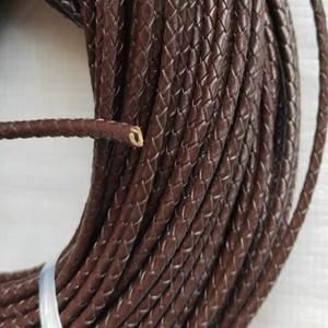 5mm 6mm Black Cowhide Leather <b>Rope</b> Wholesale Real Leather in Roll for Sell Braided Leather for <b>Bracelet</b> Making - Product Image 2