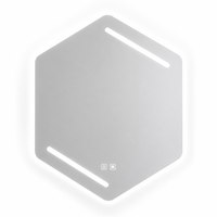 Miroir de salle de bain de luxe à LED avec cadre en aluminium et éclairage tactile intelligent mural irrégulier pour salle de bain et meuble-lavabo