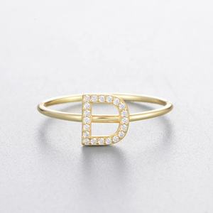 Joyería de moda de Plata de Ley 925, anillos con 26 letras iniciales, Zirconia cúbica blanca chapada en oro para fiestas de bodas - Product Image 5