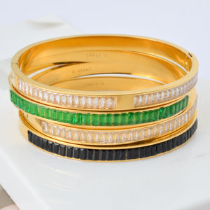 Bracelets en acier inoxydable plaqués or 14 carats avec zircon cristal de couleur personnalisée pour l'anniversaire des femmes - Product Image 2