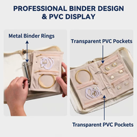 Sac de rangement portable pour bijoux avec design à reliure, organiseur de bijoux à poches transparentes en PVC, étui de voyage pour bijoux avec fermeture éclair