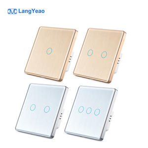 LangYeao nuovo telaio in alluminio vetro spazzolato UK EU 1/<span class=keywords><strong>2</strong></span>/<span class=keywords><strong>3</strong></span> banda relè di tenuta magnetica ZigBee Smart interruttore a parete non neutro senza condensatore - Product Image 1