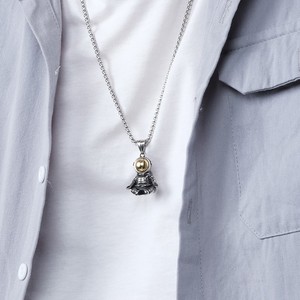 yunnique punk street hip-hop astronaut necklace <b>titanium</b> steel meditation astronaut niche design retro pendant - Product Image 2