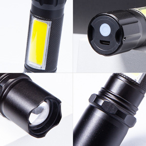 Gdplus Mini Flashlight Cob <b>Led</b> Telescopic Zoom Usb <b>Rechargeable</b> Side <b>Light</b> 18650 Battery Torch - Product Image 2