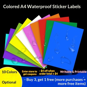 Papier d'impression d'étiquettes adhésives A4 coloré, papier synthétique vinyle imperméable, résistant à la déchirure, imprimé au laser, autocollant de qualité alimentaire - Product Image 6