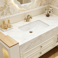 Meuble sous-vasque blanc classique en bois pour salle de bain, idéal pour projets hôteliers, avec vasque intégrée, fabrication OEM/ODM sur mesure