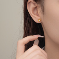 Neuer Stil Synthetischer Opal 925 Sterling Silber Hohle Blumen Vierblättriges Kleeblatt Ohrstecker für Frauen Mädchen Ohrringe