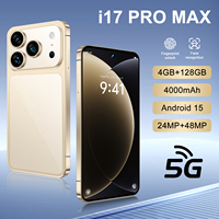 Último Modelo I17 Pro Max, Mini Teléfono Inteligente Android de 5.0 Pulgadas, 4GB+128GB de Almacenamiento, Cámara de 24MP+48MP, Teléfono Dual SIM
