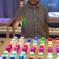 Jeu interactif pour enfants Lumière vive LED Sensory Peg Board Panneau d'éclairage sensoriel mural en acrylique avec 64 chevilles