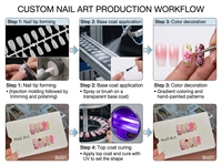 Faux ongles faits à la main à pression, couvrance totale, motif floral pastel pré-dessiné