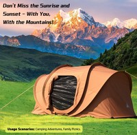 Tente de camping pop-up en toile, abri cabane, installation rapide, tente extérieure pour 3-4 personnes, pour le camping, la plage, la randonnée