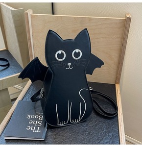Sac en forme de <span class=keywords><strong>chat</strong></span> pour femmes Halloween Gothique Sac à main <span class=keywords><strong>chat</strong></span> noir 3D avec ailes de chauve-souris détachables Forme de dessin animé Petit sac à dos pour Halloween - Product Image 5