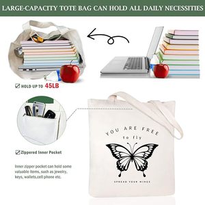 Thẩm mỹ dễ thương Mèo 100% bông vải <span class=keywords><strong>tote</strong></span> túi phụ nữ tái sử dụng hàng tạp hóa mua sắm túi bên trong dây kéo màn hình in phim hoạt hình - Product Image 5