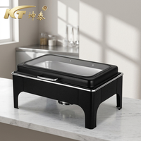 Kuntai Noir Luxe Acier inoxydable 9L Réchaud à combustible à gaz Ensemble de buffet avec chauffe-plats 440W