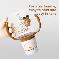 ALGO 120ml Anti-Colique Standard Bouche Droite Corps Biberon Débit Variable Mignon Dessin Animé Nouveau Poignée en Silicone Sans PVC 1-2