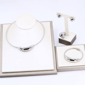 Классический дизайн нержавеющая сталь локоть магнитное свадебное золото/серебро ожерелье серьги браслет кольцо 4 шт. комплект ювелирных изделий оптом - Product Image 3