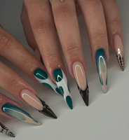 Faux ongles en acrylique faits à la main, design papillon carré 3D avec fleurs, pour femmes, salon de manucure