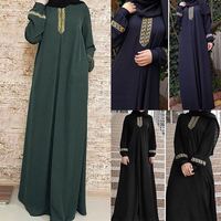 K385 Robe musulmane à manches longues décontractées Grande taille Abaya Jilbab Robe longue musulmane Robes et abaya pour femme Grande taille