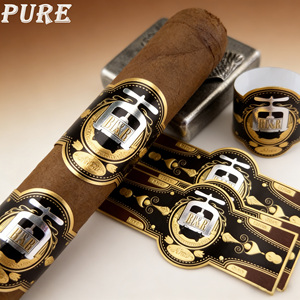 Autocollants adhésifs personnalisés pour bandes de cigares avec logo de marque privée, impression feuille d'or et gaufrage, pour cigares (en pièces) - Product Image 1