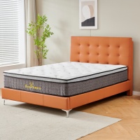 Minimalistisches Luxus-Bettgestell aus PU-Leder mit Handgeknöpftem Kopfteil, Robuster Lattenrost, Stilvolles Weiches Bett für Gäste
