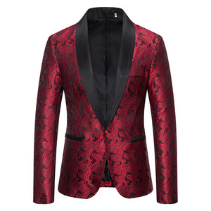 RNSHANGER alla moda rosso <span class=keywords><strong>Blazer</strong></span> da uomo a fiori di anacardi autunno manica lunga abito da sposa giacche da uomo lavoro - Product Image 1