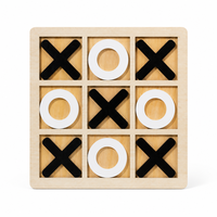Jeu de Tic Tac Toe en Bois Montessori Portable pour Enfants, Jouet Éducatif pour l'Apprentissage Précoce