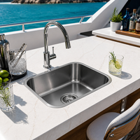 Évier de cuisine RV en acier inoxydable 304 de qualité supérieure, à cuve unique, avec robinet, design carré à encastrer sous plan pour l'intérieur des camping-cars