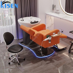 เก้าอี้นวดสระผมแบบมืออาชีพ KISEN สำหรับร้านทำผม พร้อมเก้าอี้สปาสระผมแบบหมุนได้ และเก้าอี้สระผมปรับเอนด้วยระบบไฟฟ้า - Product Image 2
