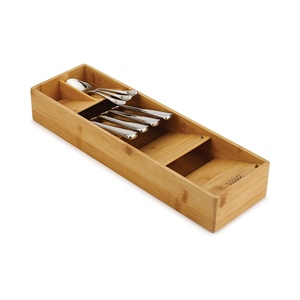 Organizador de Bambú Pequeño de 5 Compartimentos, Multifuncional y Minimalista, para Cajones de Cocina, para Cubiertos y Utensilios - Product Image 1