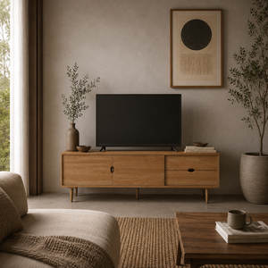 Meuble TV moderne en placage de bois avec finition brun foncé pour salon - Product Image 4
