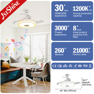 1stshine Led Ventilador de techo de alta velocidad Eficiente RGB LED <span class=keywords><strong>3</strong></span> colores de iluminación Ventilador de Techo Retráctil con control remoto - Product Image 3