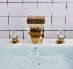 Robinet <span class=keywords><strong>de</strong></span> baignoire à bec cascade Rozin Arc à large écartement vers <span class=keywords><strong>le</strong></span> haut, 2 boutons en cristal, mitigeur <span class=keywords><strong>de</strong></span> lavabo, robinet en céramique, 3 trous - Product Image 4