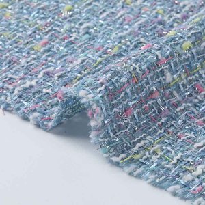Hot bán 2025 lurex Tweed vải tweed sọc len kiểm tra vải xương cá 100 Polyester Tweed vải - Product Image 2