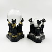 Présentoir de base en boule de cristal créatif peint ornements de chat égyptien artisanat en résine décoration de la maison