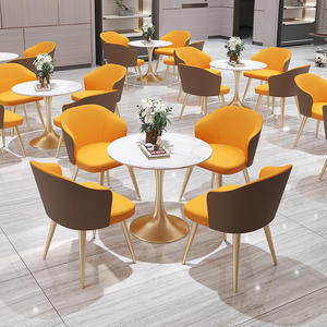 Restaurant Set Round <b>Table</b> And Four Chairs Durable <b>Plastic</b> Frame High Density Foam Seat For Dining Room - Product Image 3