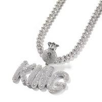 Collier ras de cou en chaîne de corde plaqué or avec pendentif en forme de sac à argent en diamant personnalisé pour homme, style hip-hop, avec pierres en zircon
