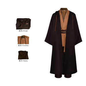 Costume de cosplay Obi Wan Kenobi pour la série TV, taille L, tenue Jedi Star Wars pour homme adulte, ensemble avec cape, pantalon, ceinture, bretelles - Product Image 1
