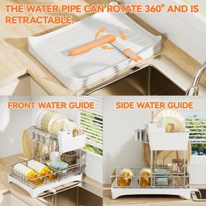<span class=keywords><strong>Escurridor</strong></span> de <span class=keywords><strong>Platos</strong></span> con Porta Utensilios, Bandeja de Drenaje, Plateado, Ahorrador de Espacio, Acero Inoxidable, para Encimera de Cocina - Product Image 2