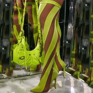 Women Handmade Mesh Long Thigh High <b>Boots</b> High Heel Sock Shoes Ladies Stretch Over-Knee <b>Boots</b> Pointy Toe - Product Image 3