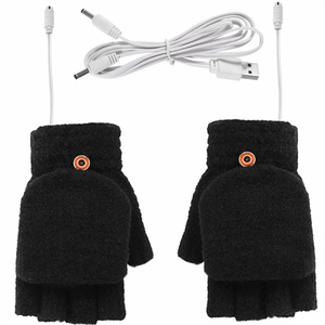 Gants de ski chauffants USB pour hommes et femmes Mitaine d'hiver avec chaleur demi-doigts pour les utilisateurs d'ordinateur portable Conception sans doigts - Product Image 2