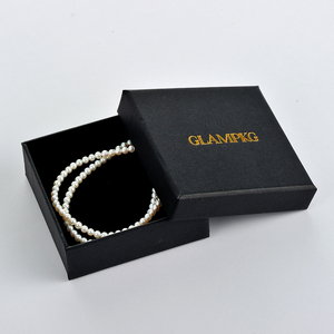 GLAMPKG New Luxury Kraft Paper Gift Lid <b>Box</b> Jewelry Pendant Ring Lid Packaging With <b>Black</b> Foam Gold Deboss Logo Packaging - Product Image 3