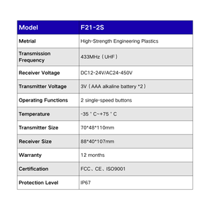 Télécommande <span class=keywords><strong>sans</strong></span> <span class=keywords><strong>fil</strong></span> HZBOY <span class=keywords><strong>pour</strong></span> élévateur de marchandises hydraulique, monte-charge d'entrepôt, <span class=keywords><strong>interrupteur</strong></span> de levage et de descente sur rail F21-2S - Product Image 4